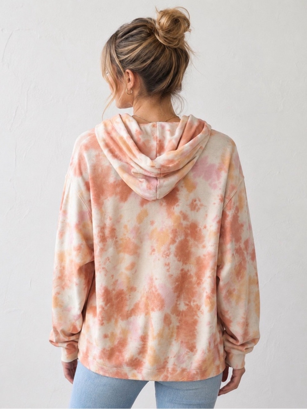 Aerie Orange and Pink Tie-Dye Oversized Hoodie Large - Picture 2 of 7